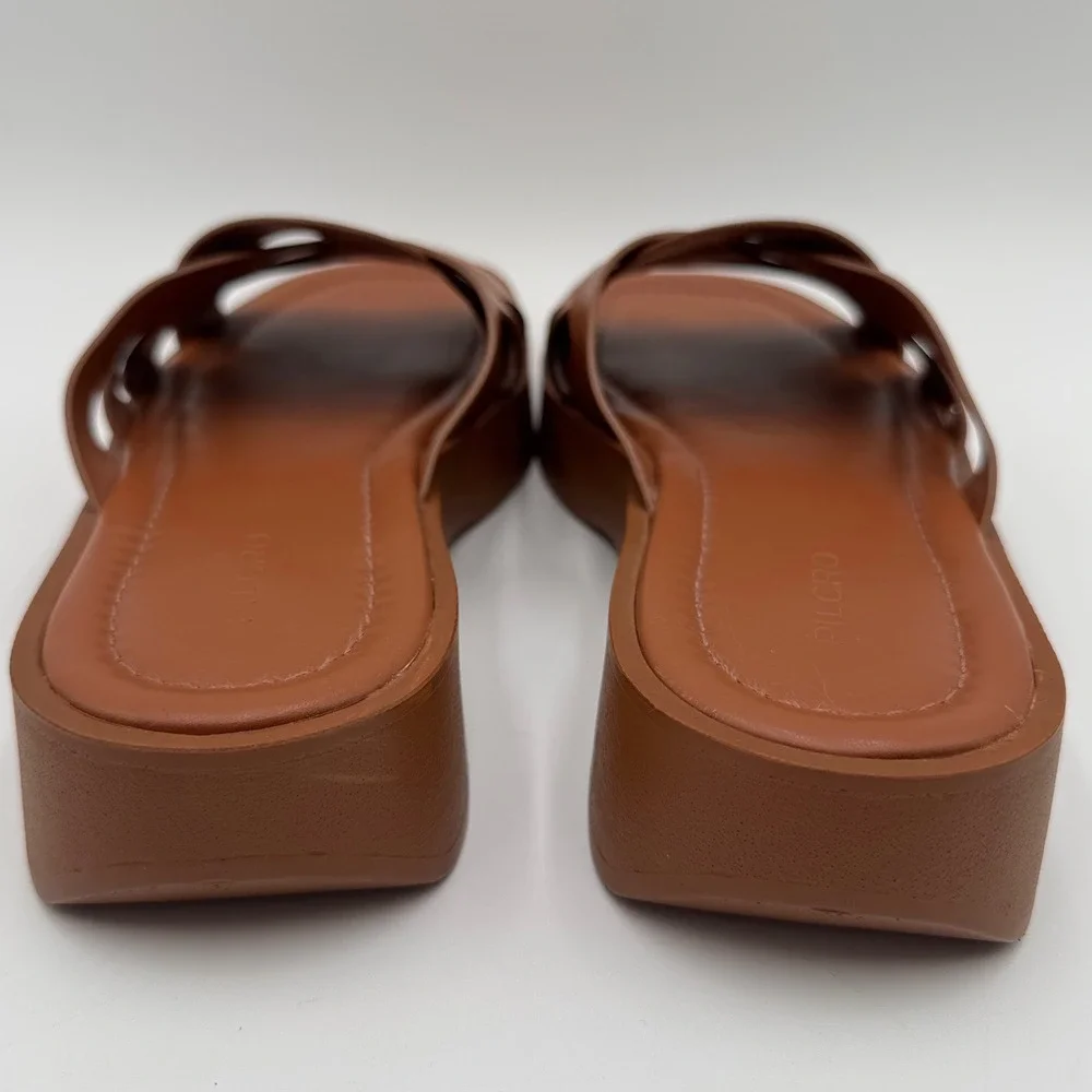 Pilcro Anthropologie Woven Slide Sandals Platform Women 40 EU 9 US Brown Leather